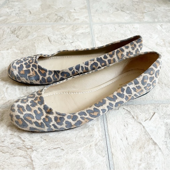 Garnet Hill Petra Signature Leather Leopard Coastal Western Ballet Flats 9 - Picture 1 of 5